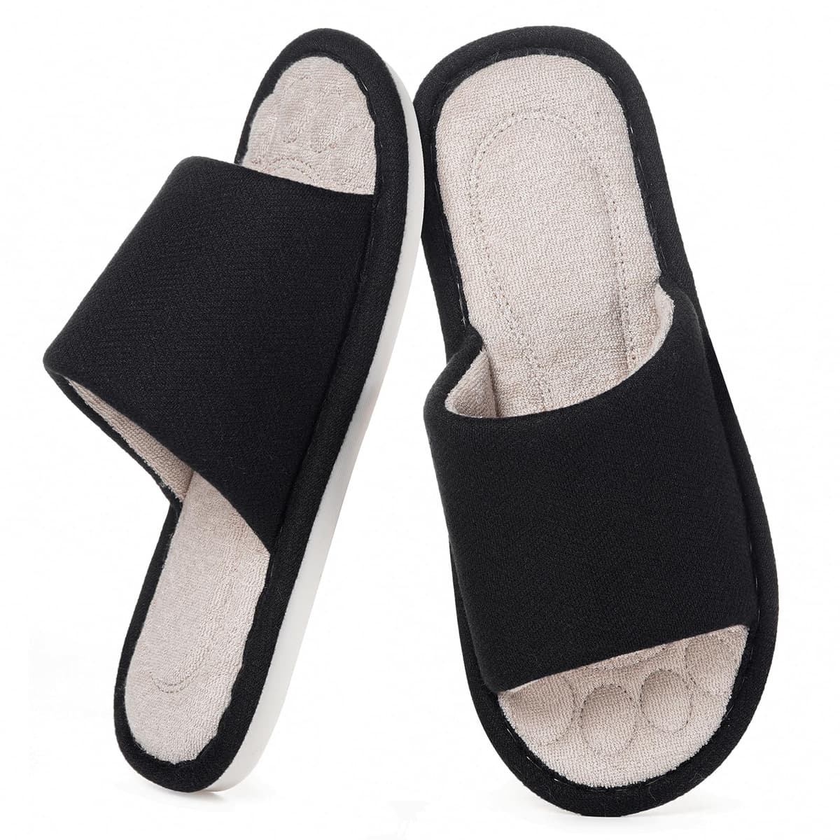 Zapatillas Casa Mujer Hombre Cómoda Espuma de Memoria Transpirable Algodón Pantuflas Punta Abierta Antideslizante Slippers Verano — view 9