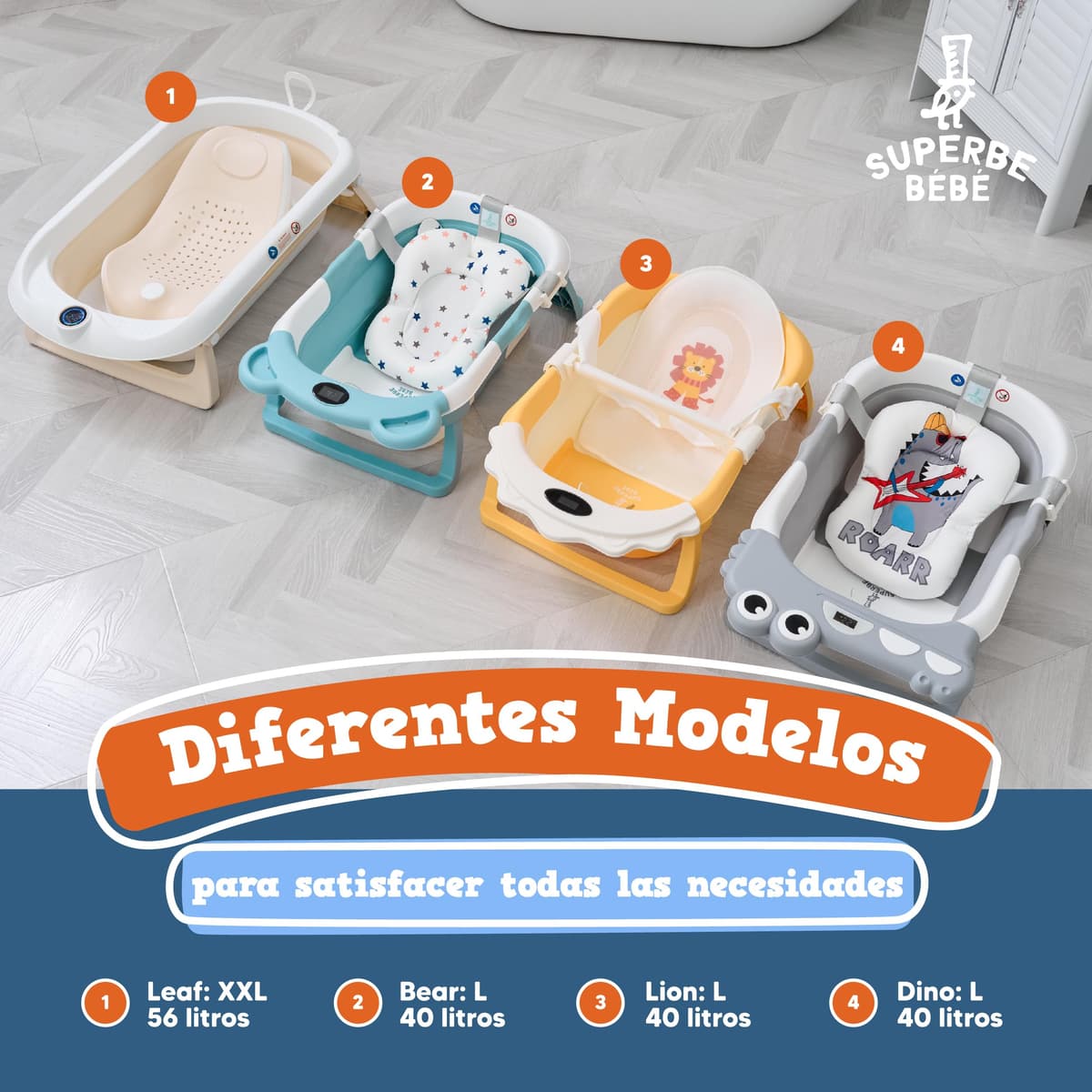 Bañera Plegable Bebé Con Cojín De Baño Antideslizante - Bañera Bebe Plegable Con Termómetro - Asiento bañera Bebe - Desde El Nacimiento Hasta Los 3 Años - Regalos De Nacimiento (GRIS, DINO) — view 6