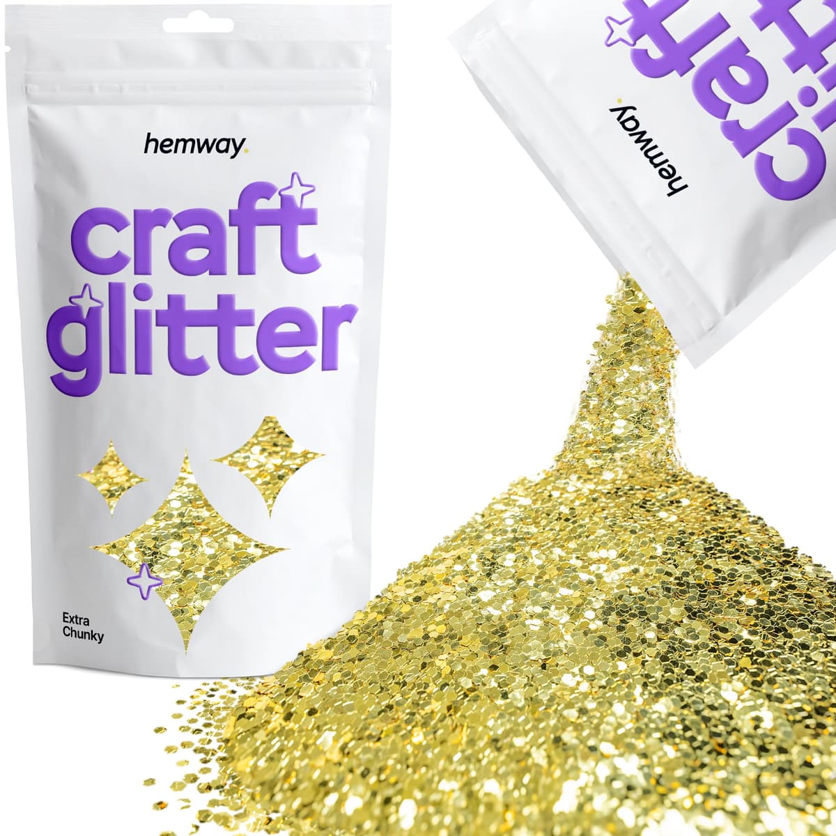 Hemway - Purpurina para manualidades, vasos, resina, epoxi, uñas, cera, álbumes de recortes, cristal, decoración de escuelas: dorado holográfico, gruesa (0,6 mm), 100 g — view 81