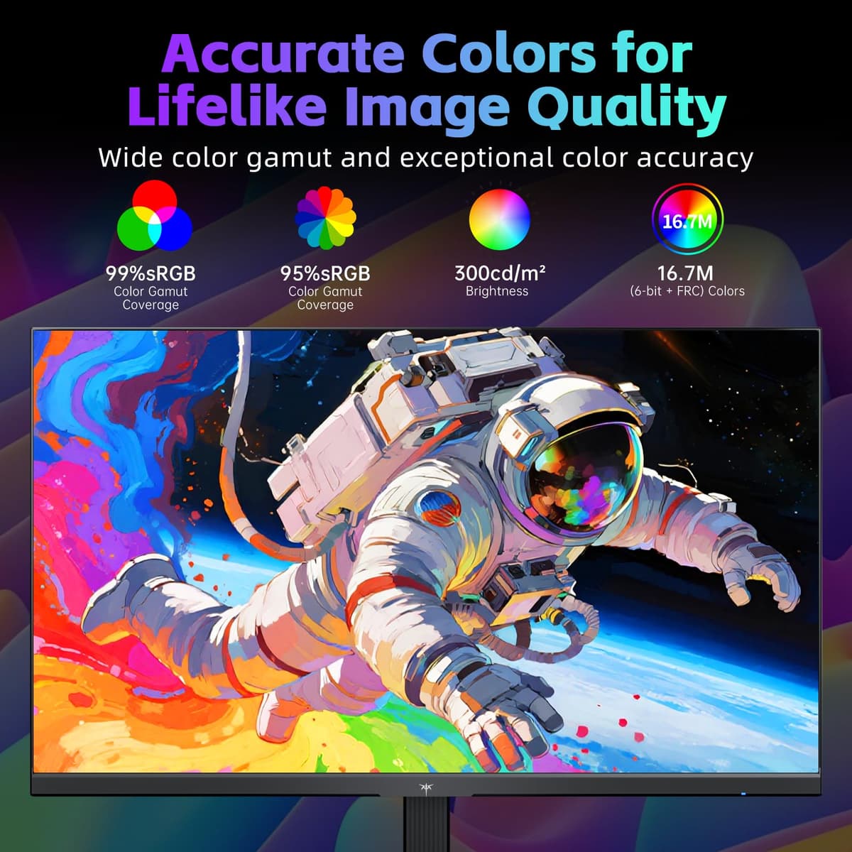 KTC Gaming Monitor, FHD@144Hz 120Hz Monitor with IPS Panel, Hardware Anti-Blue Light, 95% DCI-P3, 99% sRGB, ΔE＜2, 300 cd/㎡, 5ms MPRT, 1500:1, Flicker Free and Adaptive Sync for Working and Gaming — view 4