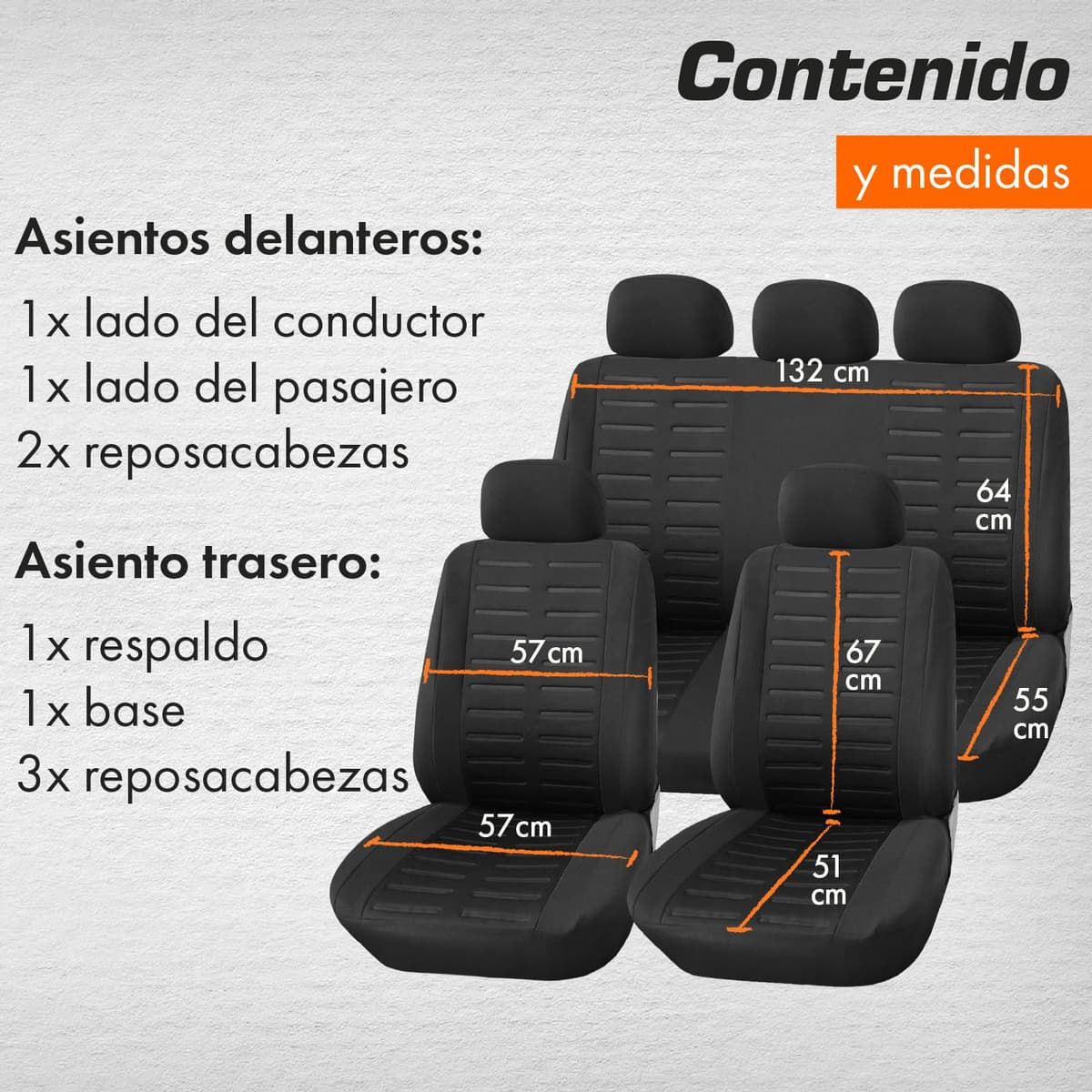 Upgrade4cars Fundas Asientos Coche Universales Negro | Cubre Universal | Protector de Asiento Delantero para Delantero y Trasero | Accesorios Interior Decoracion — view 4
