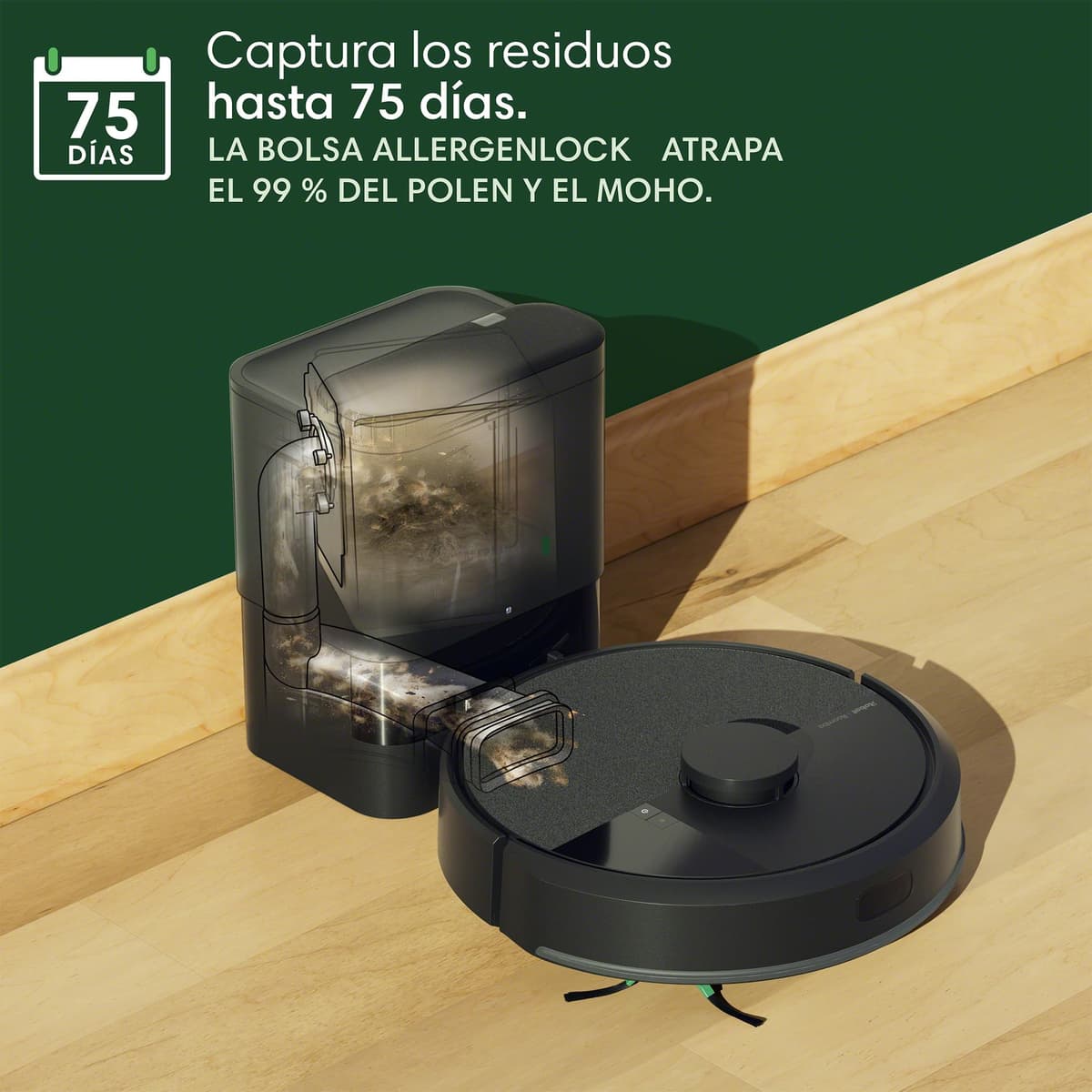 iRobot Roomba 105 Combo y Base AutoEmpty con autovaciado de 75 días, Aspirador y friegasuelos, Clearview LiDAR, 7000Pa,120 mins, SmartScrub, Evita obstáculos,Recarga y reanuda,App, 3 Modos Limpieza_N — view 4