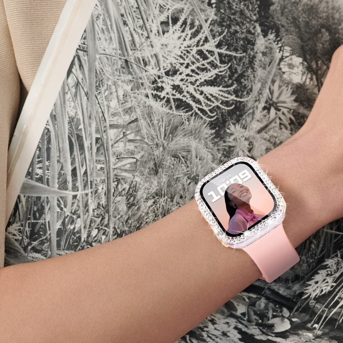 WINGLE Compatible with Apple Watch Screen Protector 38mm Series 3 2 1, Women Shiny Diamond Cover with Tempered Glass Screen Protector for apple watch Case 38mm, Clear — view 8