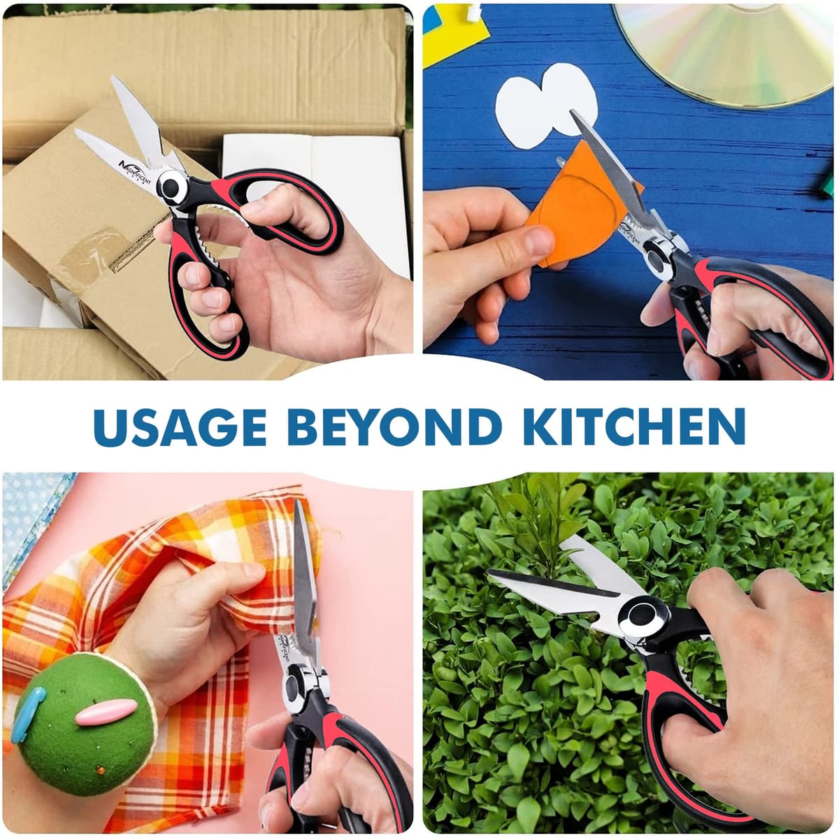 Magnificent Kitchen Scissor, Heavy Duty Scissors for Kitchen Use with Safety Cover & Soft Grip & Multi-Functional Utility Scissors, Shears for Meat Poultry Herbs Cutting, Bottle Jar Opener — view 3