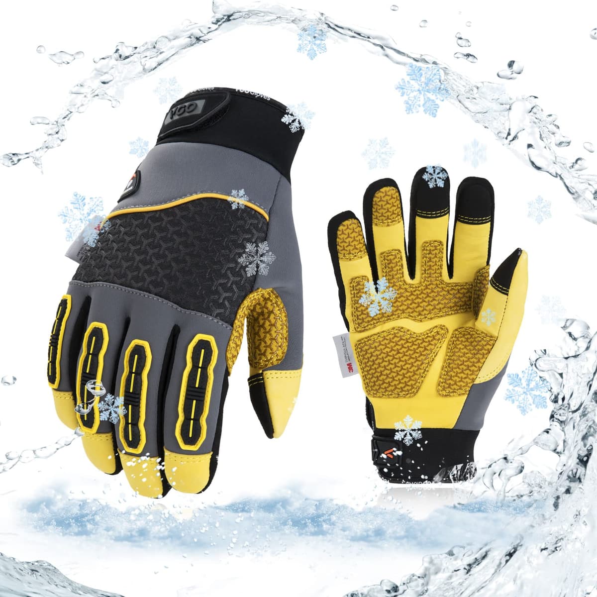 Vgo... 1-Pair -4℉ or above Thinsulate C100 Lined High Dexterity Touchscreen Synthetic Leather Winter Warm Work Gloves, Waterproof Insert (XL,Black,SL8777FW) — view 15