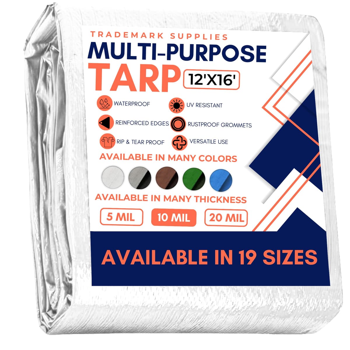 Large Waterproof Tarp- Heavy Duty Thick Poly Tarpaulin Ideal for Canopy Tents, Boats, RV or Pool Covers- Multipurpose Protective Tarps with Grommets for Indoor and Outdoor Use — view 274