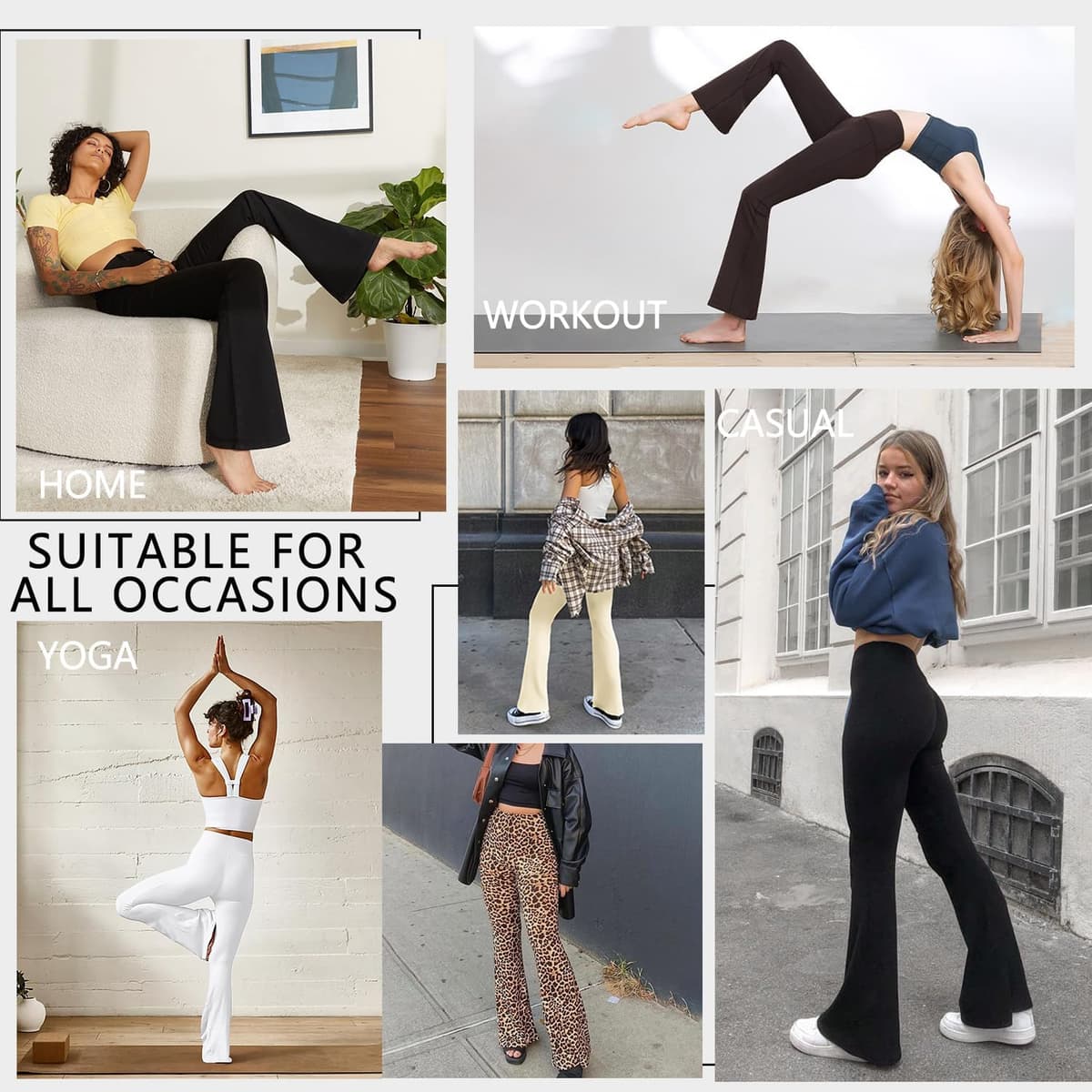 ACTINPUT Yoga Pants for Women Flared Leggings High Waisted Bootcut Black Trousers Women's Workout Bootleg Stretchy Leggings High Waist XS Black 29‘’ — view 4