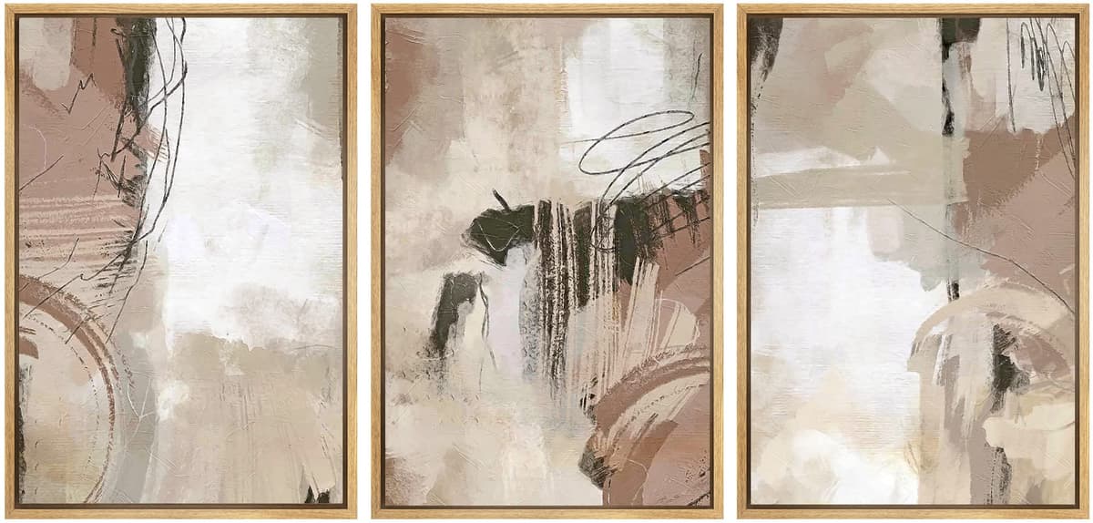 SIGNWIN Framed Canvas Print Wall Art Set Coastal Serenity Abstract Seaside Illustrations Modern Art Decorative Rustic Calm/Zen for Living Room, Bedroom, Office - 24"x36"x3 Natural — view 41