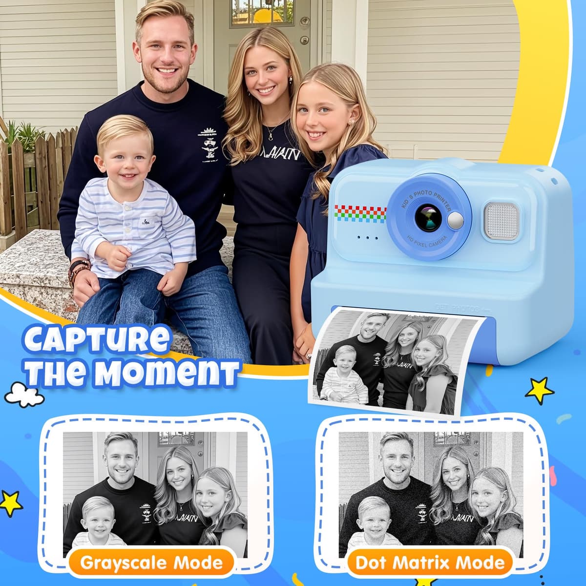 HiMont Camara Fotos Infantil Instantanea, HD/1080P Cámara Instantánea para Niños con Tarjeta de 32G y Papel de Impresión, Camara Fotos Infantil Divertidos Regalos de Juguete para Niños de 3 a 12 Años — view 3