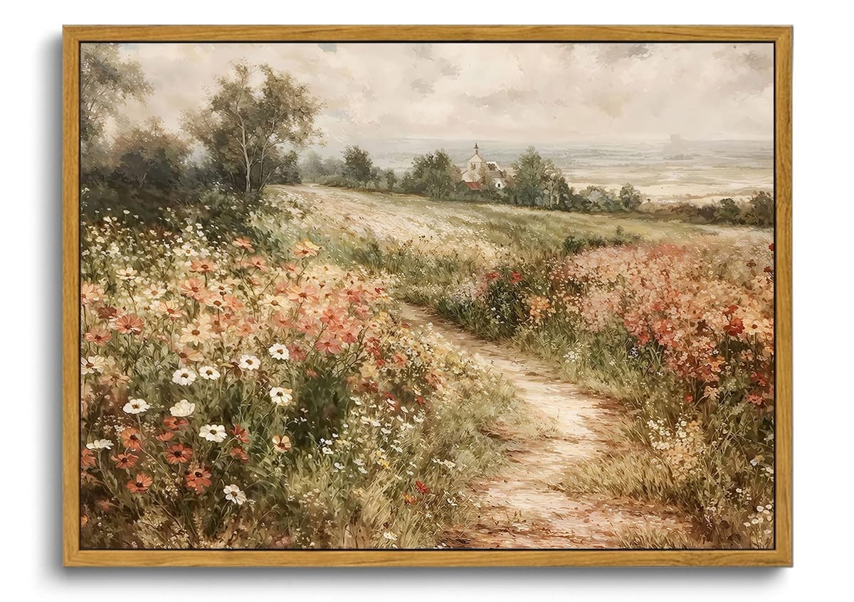 OIQArtOIQ Framed Canvas Wall Art,Vintage Decor,Landscape Nature Country Wildflower Paintings Farmhouse Pictures Modern Artwork Rustic Fall Flower Prints Cottagecore Office Living Room Bedroom Bathroom — view 92