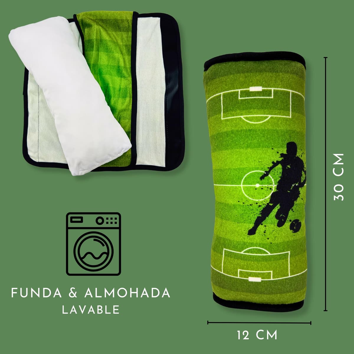 HECKBO Almohadilla para coche con dibujos de fútbol para niños - lavable a máquina suave, tacto de peluche, almohadilla cinturón de seguridad — view 2