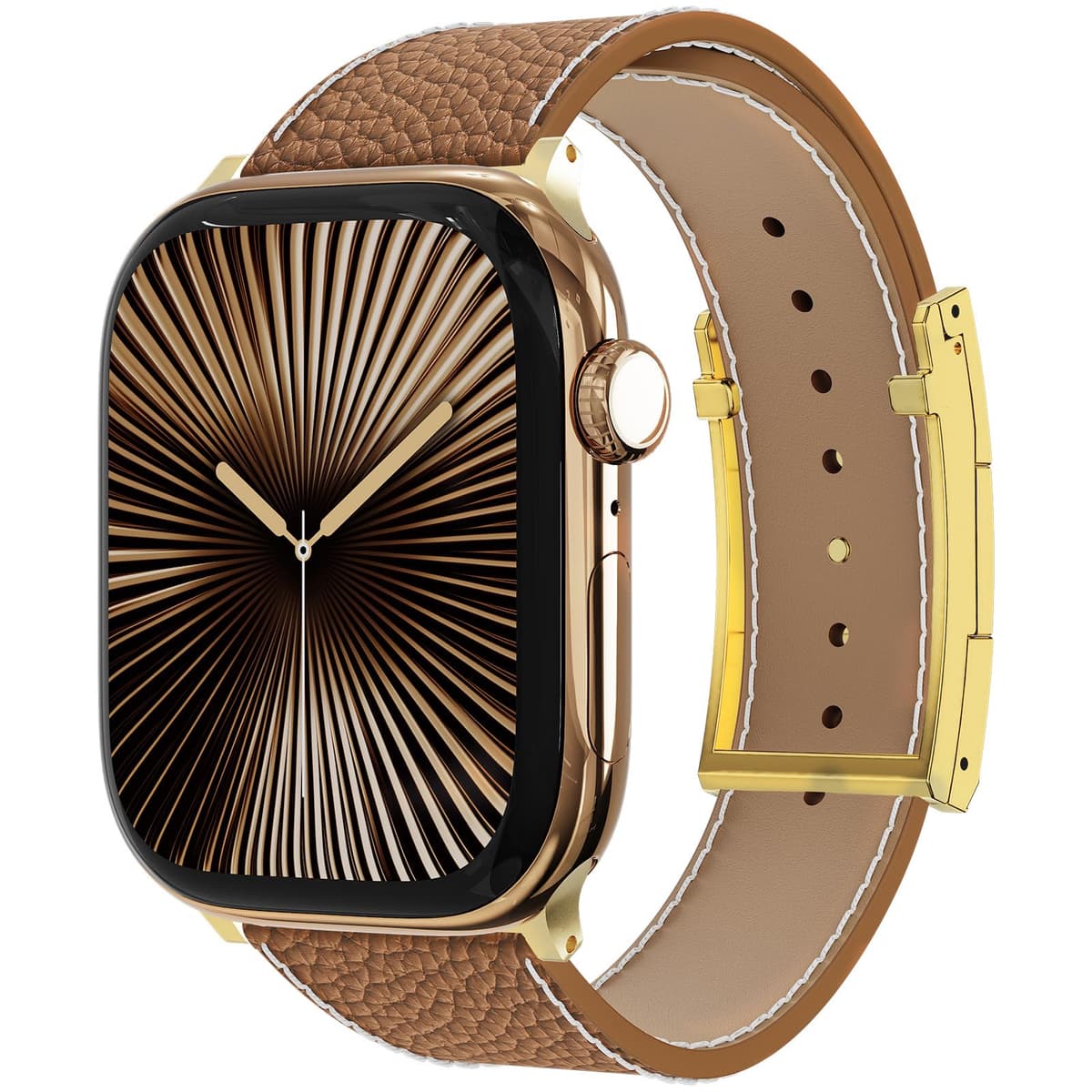 Leather Watch Band with Magnetic Buckle,Dressy Apple Watch Ultra Leather Band Rugged Durable Replacement Strap for Men & Women — view 2