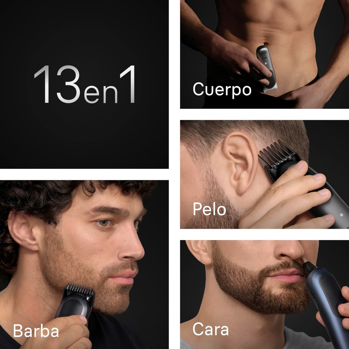 Braun Recortadora Todo en Uno Series 7 AIO7565, Azul - Kit de Styling 13en1 para Barba, Pelo, Orejas, Nariz Y Cuerpo, 14 Longitudes, 120 Min de Autonomía, Cortapelos Hombre con Lámina Ultra Afilada — view 4