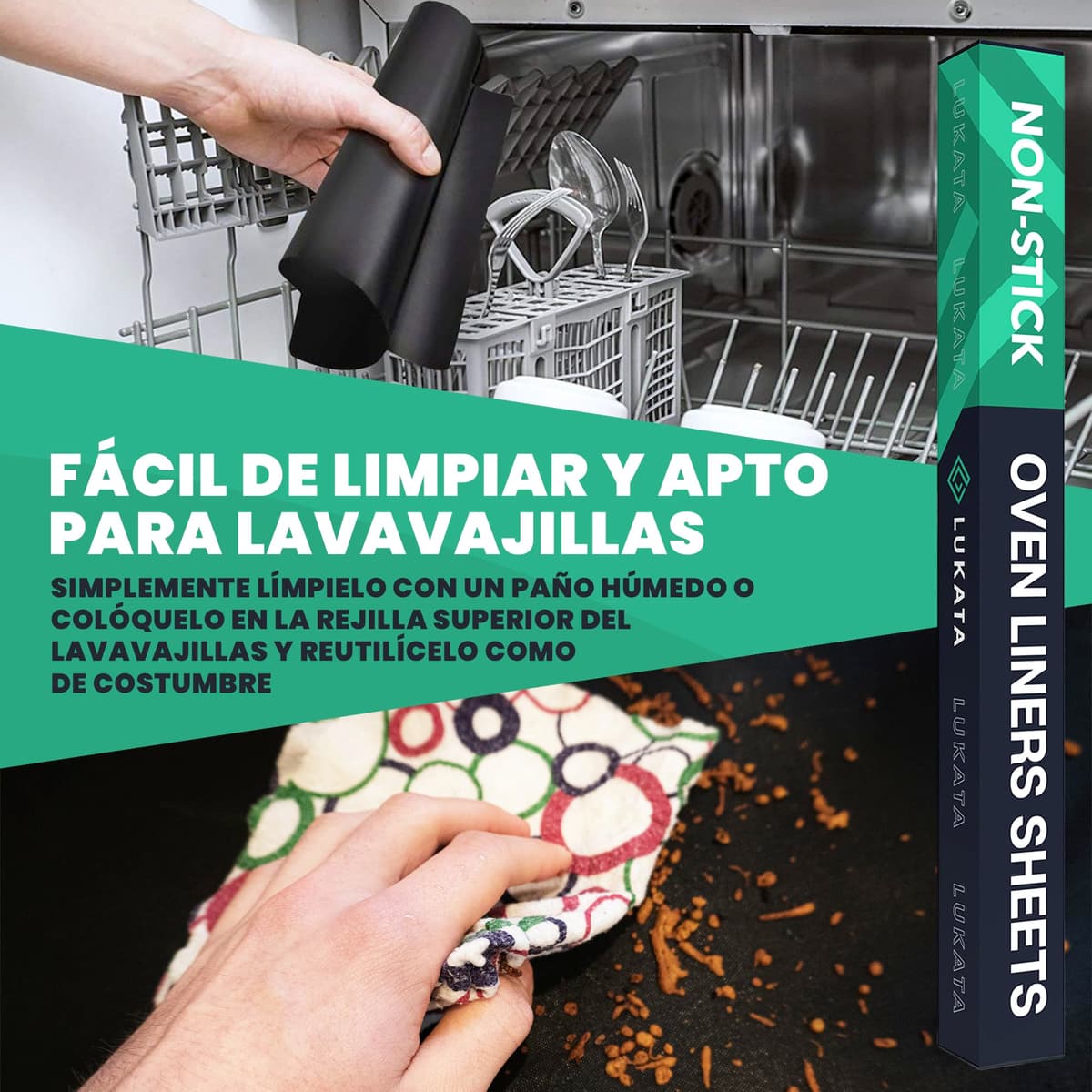 Hoja de Revestimiento de Horno (Paquete de 3) - Protectores de Horno Resistentes antiadherentes Reutilizables Grandes de 50x40 cm para la Parte Inferior de los hornos — view 5