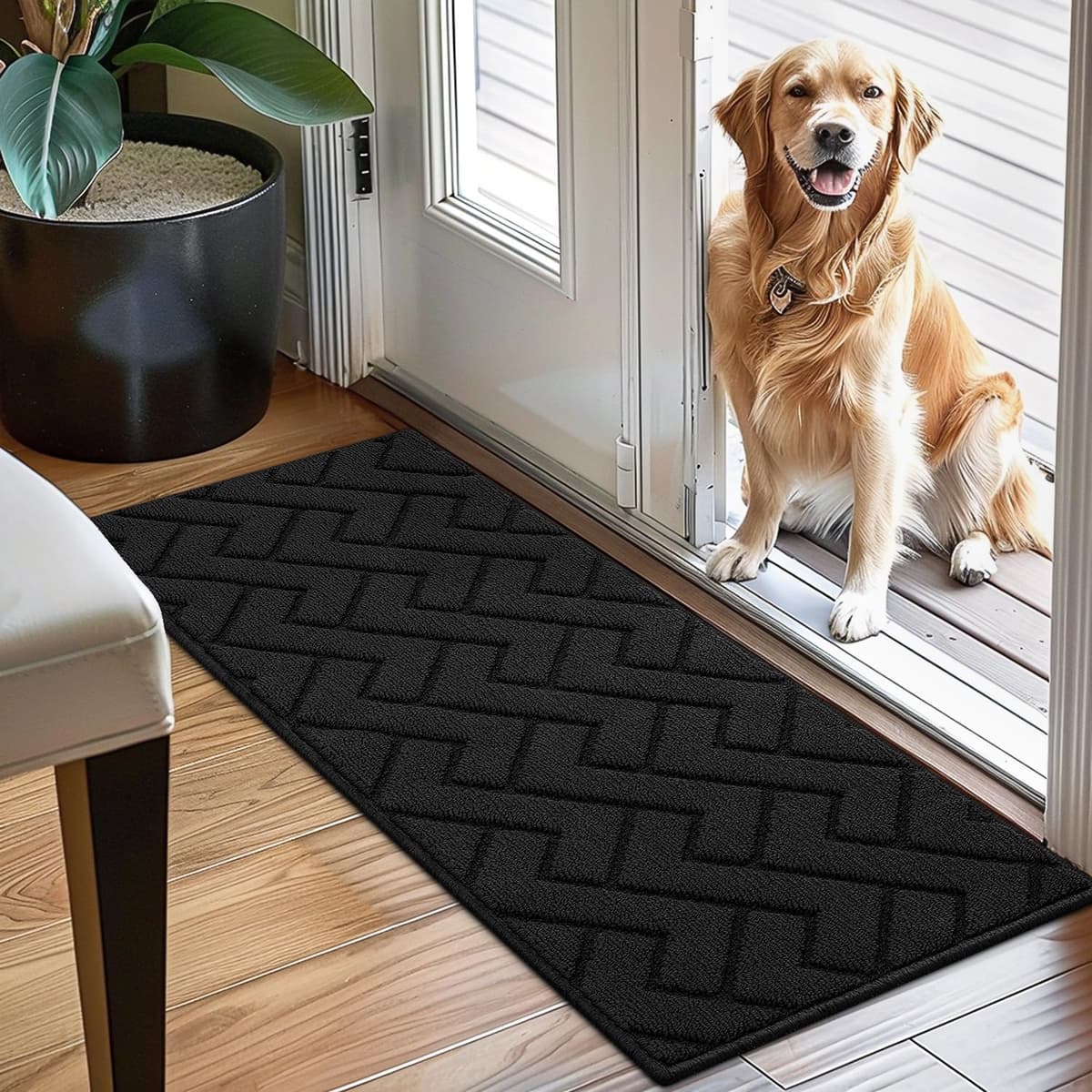 Biscpro Door Mats Indoor,Dirt Trapper Mat Absorbent Non-Slip Low Profile Doormat for Entrance,Inside, Kitchen,Front Door Mat Washable for Pets and Dogs— 50x80cm,Grey — view 56