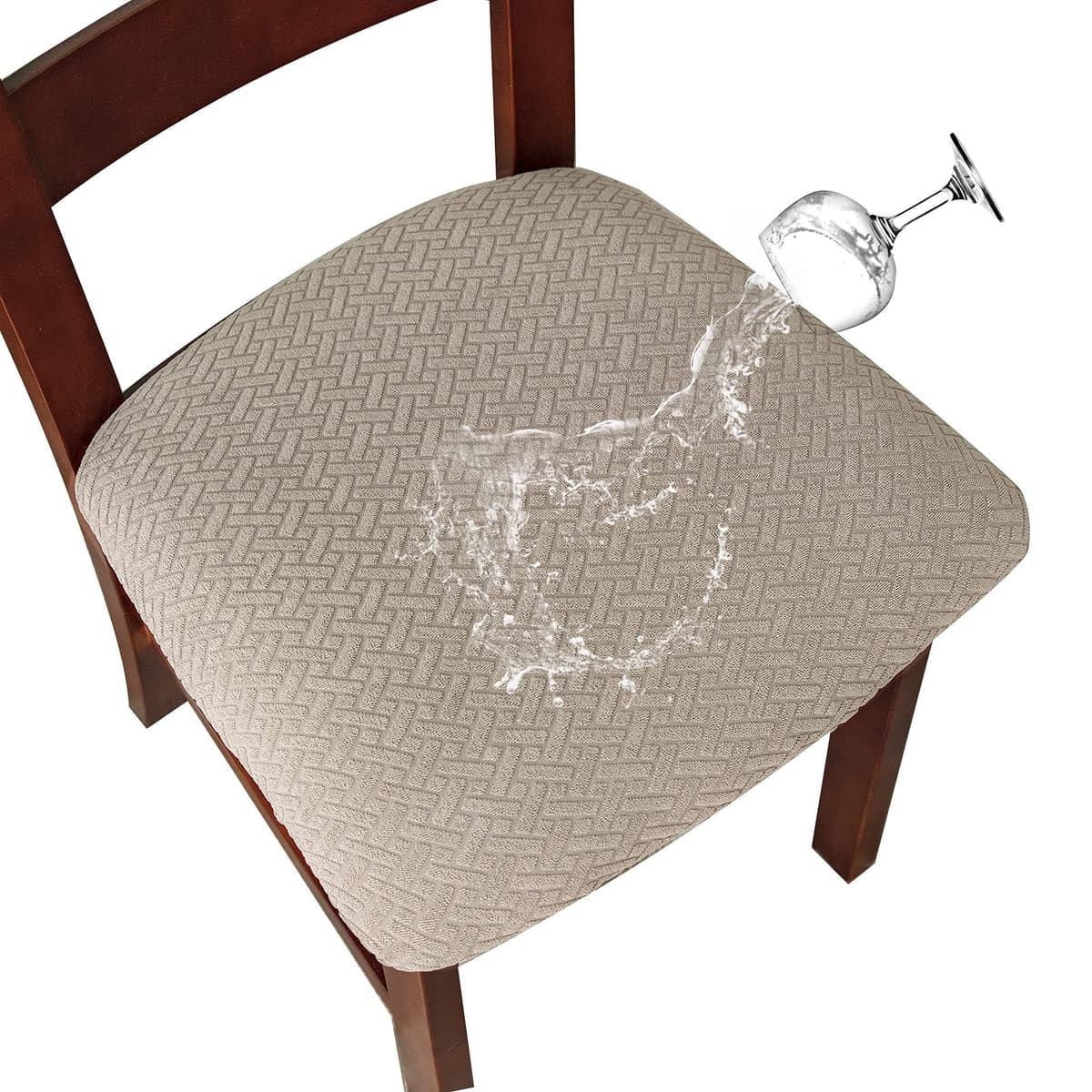 Genina Seat Covers for Dining Room Chair Seat Slipcovers Kitchen Chair Covers (Taupe, 4 Pcs) — view 29