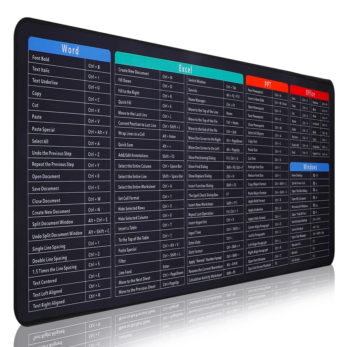 Keyboard Excel Shortcuts Mouse Mat,Quick Key Super Large Gaming Mouse Pad,Anti-Slip Multifunctional Computer Mat,Keyboard Pad for Office Home Desk Pc Laptop (80x30x0.2cm) — view 7