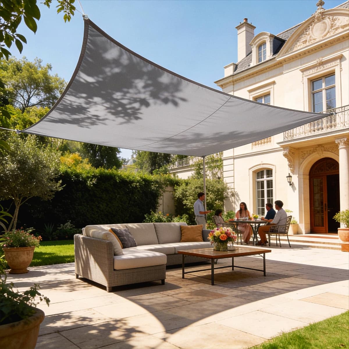 HAIKUS Toldo Vela de Sombra Impermeable Rectangular 4x5m Protección UV PES, Toldos para Patio Exterior Jardín Terraza - Gris — view 18