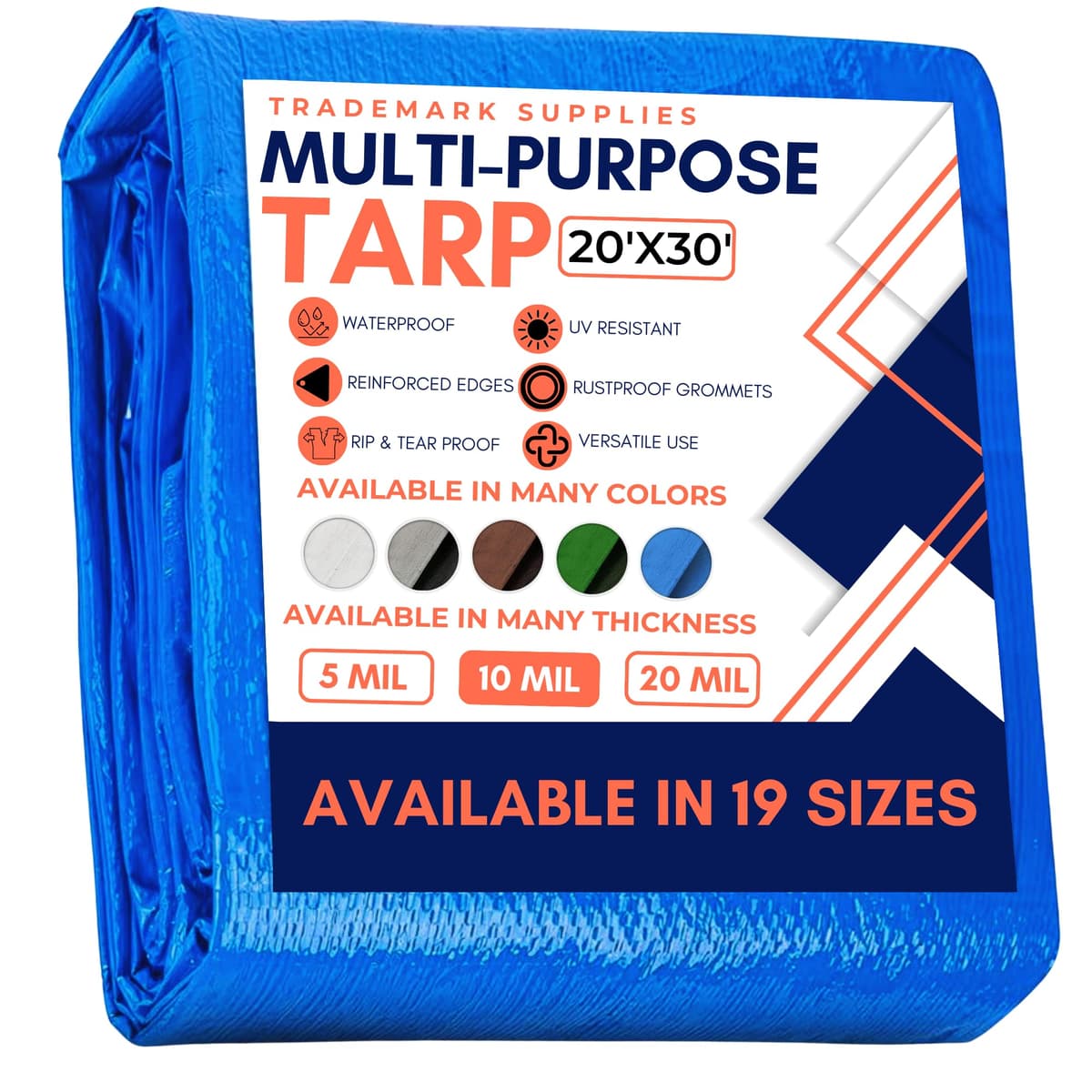 Large Waterproof Tarp- Heavy Duty Thick Poly Tarpaulin Ideal for Canopy Tents, Boats, RV or Pool Covers- Multipurpose Protective Tarps with Grommets for Indoor and Outdoor Use — view 114