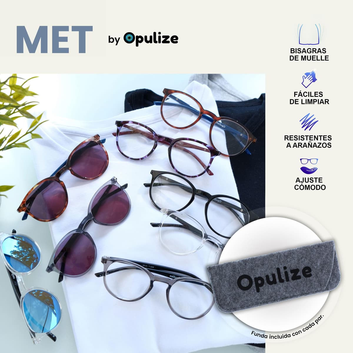 OPULIZE Met Pack 5 Gafas De Lectura Con Lectores De Sol Redondo Negro Marrón Gris Claro Hombres Mujeres RRRRS60-127CC +1,50 — view 4