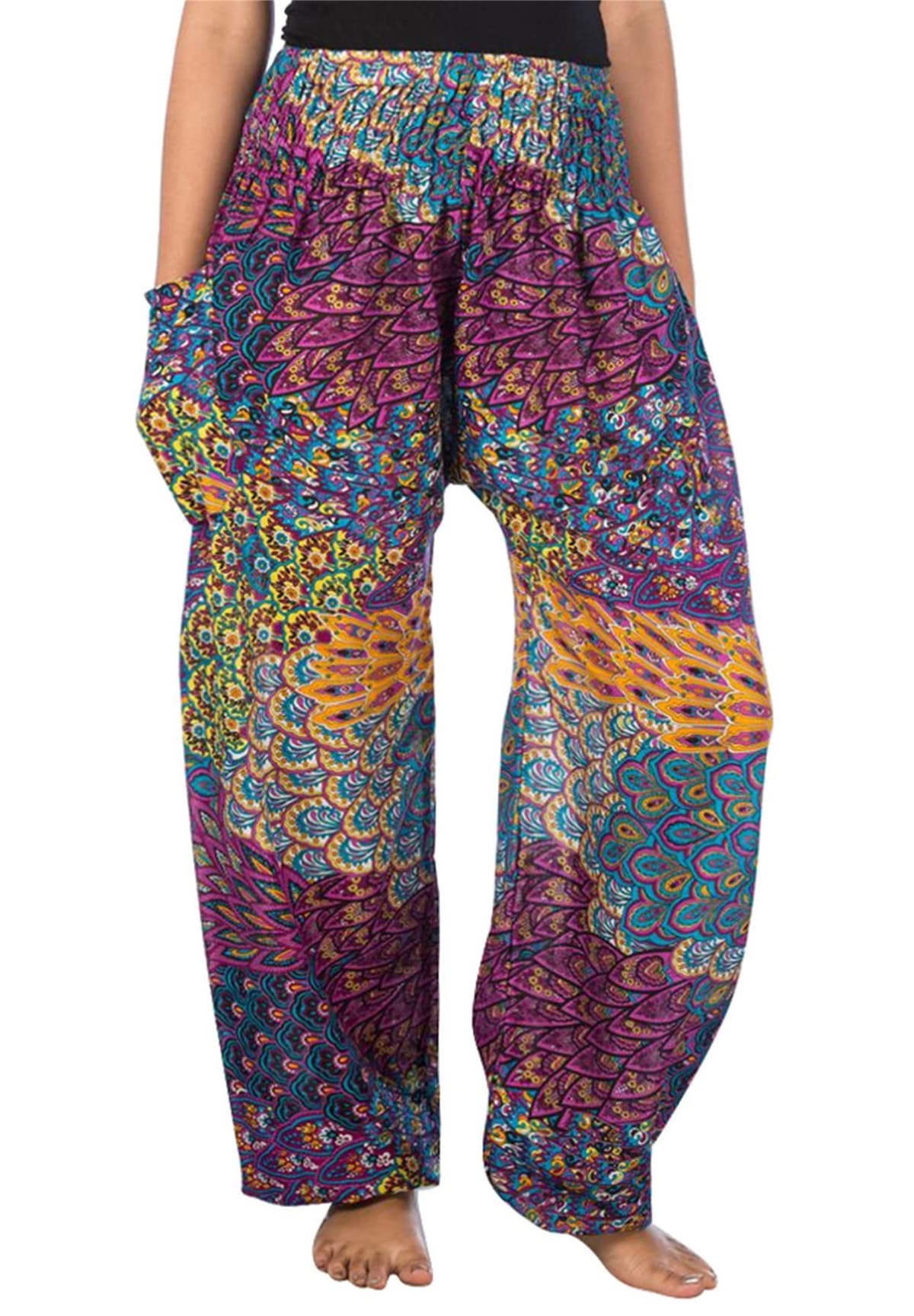 Lofbaz Harem Pants for Women Yoga Boho Hippie Clothing Womens Palazzo Bohemian Pajama Trousers Beach Indian Gypsy Genie Clothes