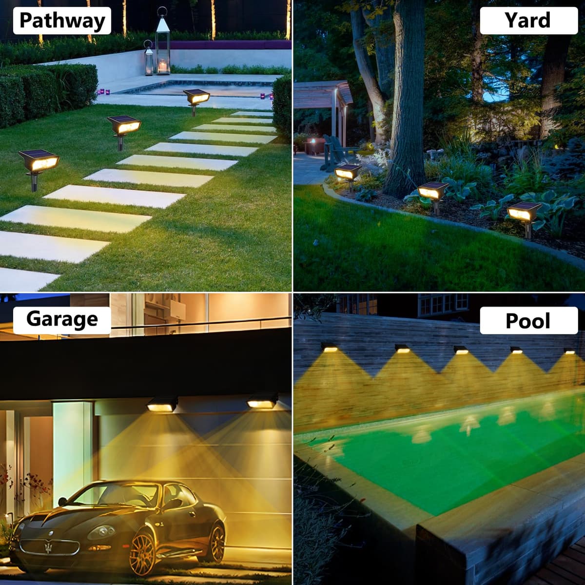 Moxled Solar Lights Outdoor Garden, 3000K Warm White Solar Spot Lights 4 Pack, IP65 Waterproof, 2 Brightness Modes Stake Lights Solar Powered for Yard, Walkway, Driveway, Pathway — view 5