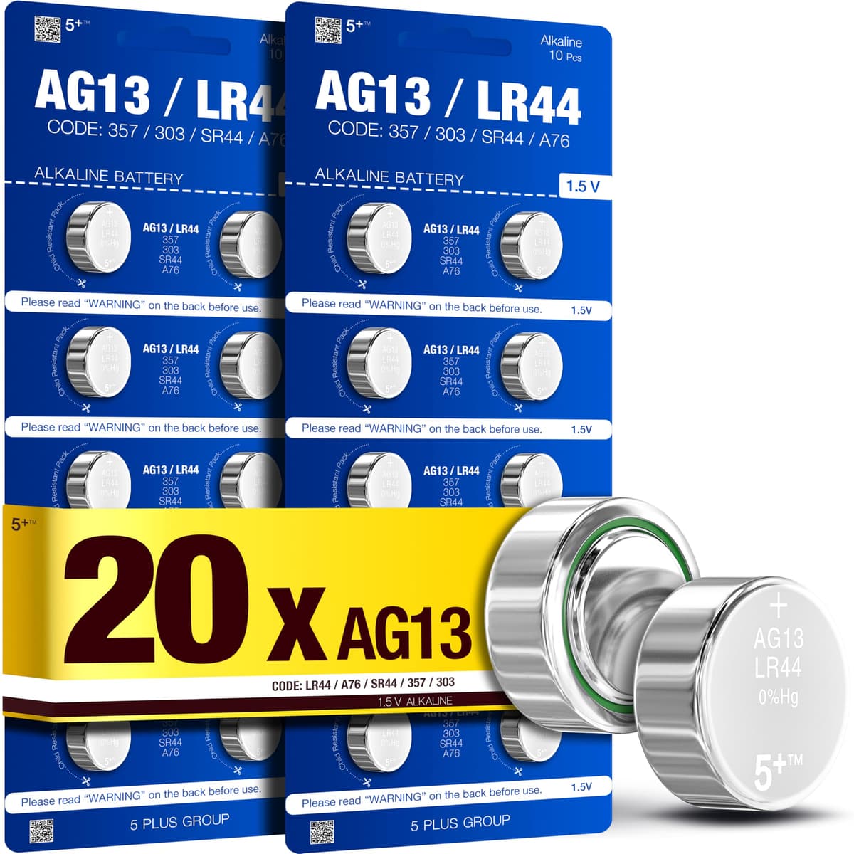 LR44 AG13 A76 357 SR44 L1154 1.5V Alkaline Button Cell Batteries (10 Pack) – High Capacity Coin Batteries for Watches, Key Fobs, Toys & Small Electronics — view 10
