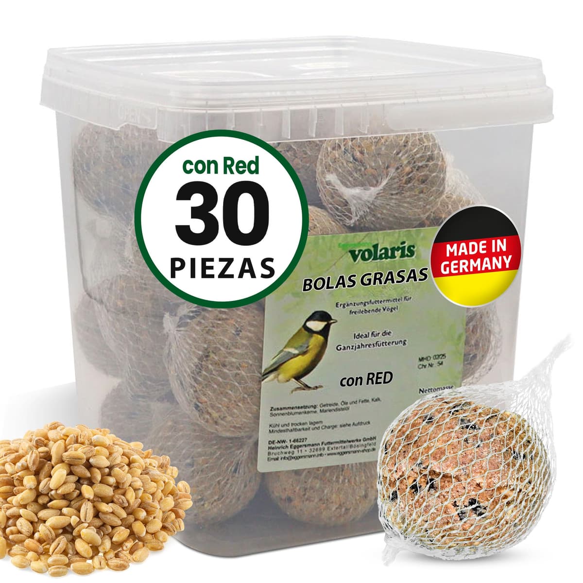 Eggersmann volaris Meisenknödel con red 200 piezas [MEISENkugeln] 18 kg – Alimento para pájaros silvestres – Bollas nutritivas para todos los pájaros de jardín – Meisenknödel en red todo el año y — view 8