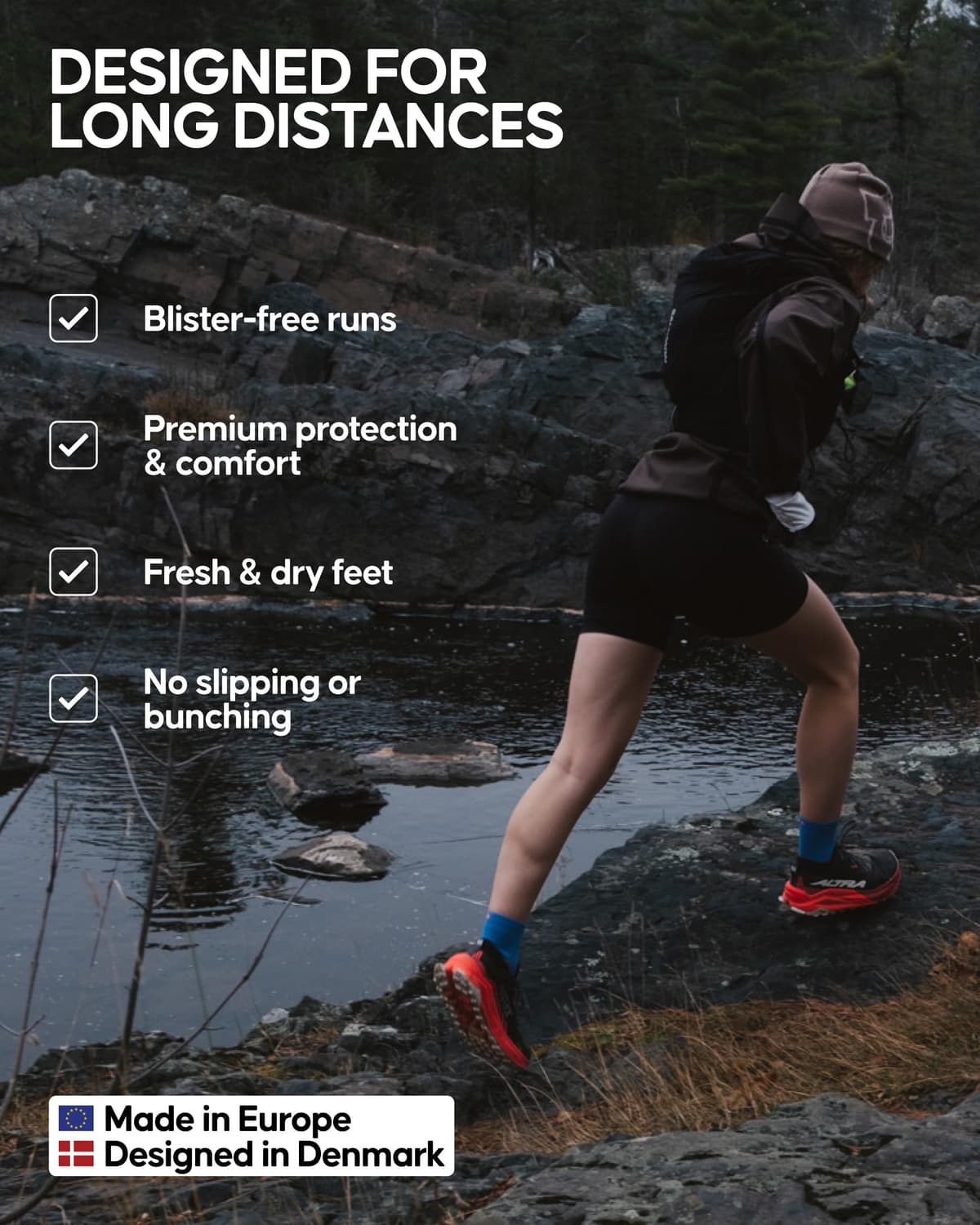 DANISH ENDURANCE Cushioned Running Socks for Long Distances, Anti-Blister & Sweat Wicking, Quarter Length, for Men & Women, Unisex, 3 or 5 Pack — view 3