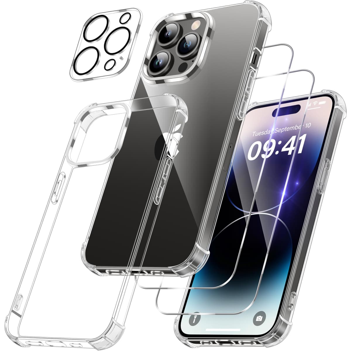 FLLAO 4 en 1 Funda para iPhone 15 con 2 Protector Pantalla y 1 Protector Lente Cámara, [Almohadilla de Aire integrada] Antigolpes Antiarañazos Carcasa 6,1 Pulgadas, Transparente — view 83