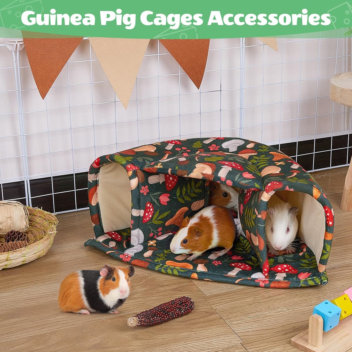 Guinea Pig Bed Small Animal Hideout House Warm Guinea Pig Tunnel Washable for Small Pet Hamster,Chinchilla,Bunny — view 2