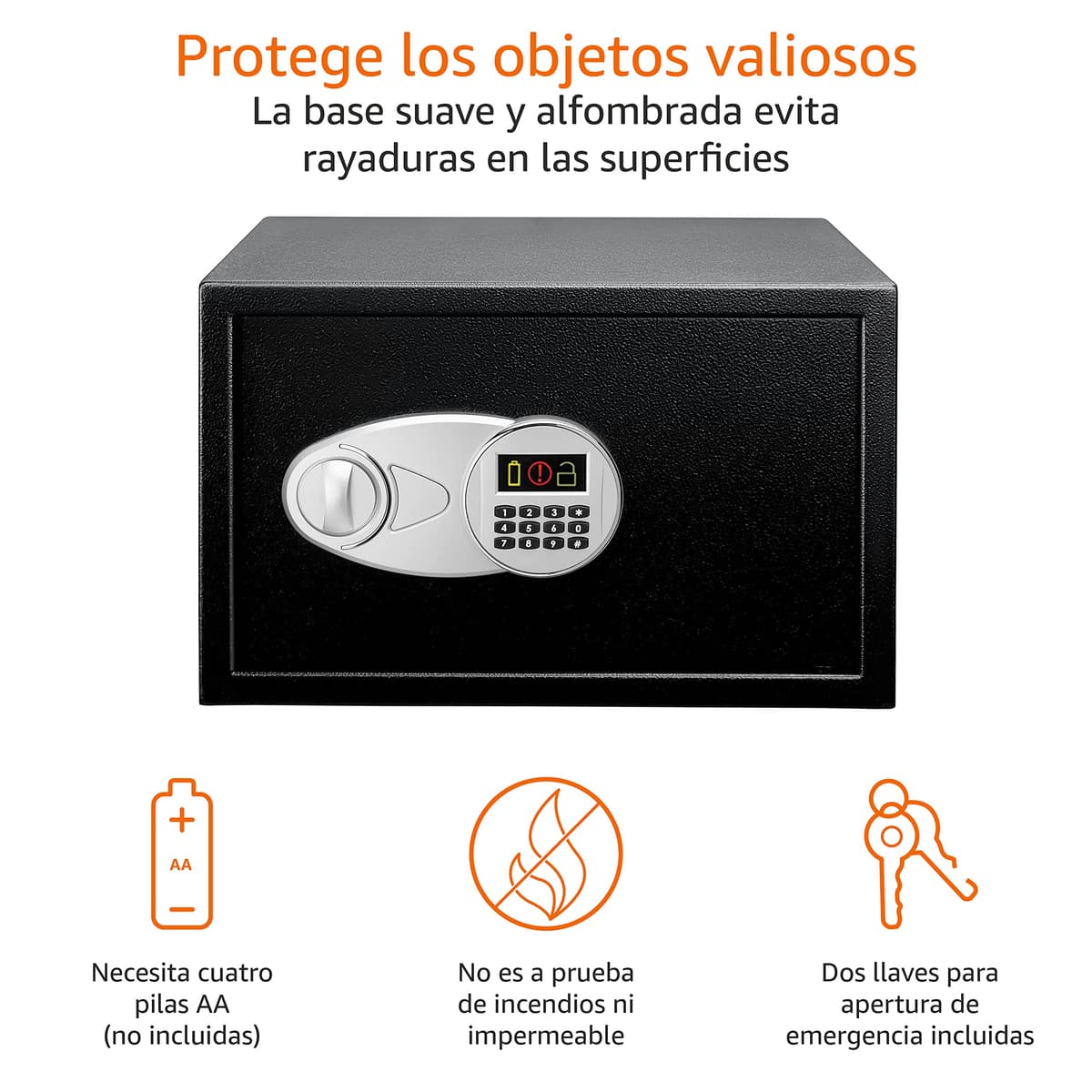 Amazon Basics Caja Fuerte de Seguridad de Acero con Cerradura con Teclado, Protege Dinero, Joyas, Documentos de identificación, 14 l, 35 cm x 25 cm x 25 cm, Color Negro — view 31