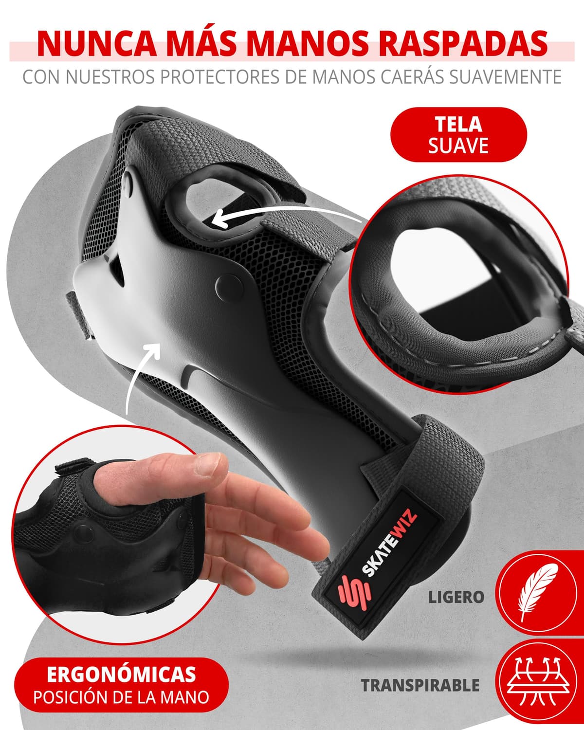 SKATEWIZ Protecciones Patines Niña, Niño e Adulto [6 piezas] Rodilleras y Coderas Niño Patinaje, Patines, Rodilleras Para Niños - Marca Alemana — view 9