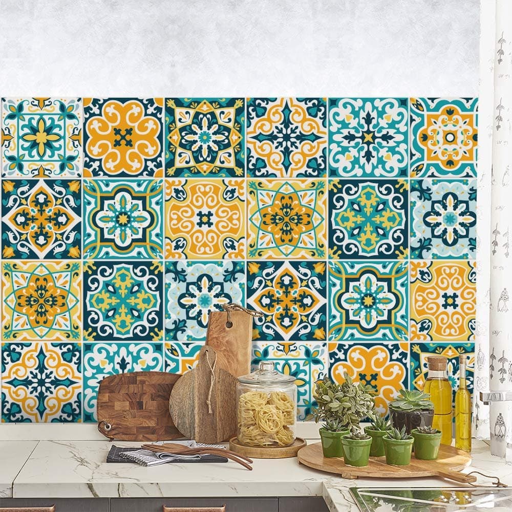 RE-COVERTILES - Pegatinas Azulejos Cocina y Baño Stickers de PVC Impermeables Antiarañazos Decoración de Pared Baldosas Peel and Stick - Modelo 24 Pzas 10x10 cm PS00179 Made in Italy — view 48
