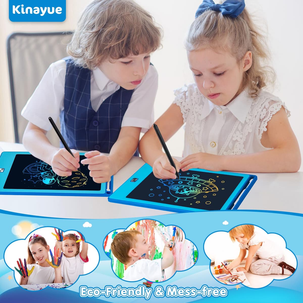 Kinayue Tableta Escritura Niños LCD 8,5 Pulgadas, Pizarra Magnetica Infantil Reutilizable, Juguete de Viaje de Aprendizaje Educativo, Regalo Cumpleaños Navidad, Tablet Dibujo Niños de 3 a 10 años — view 5