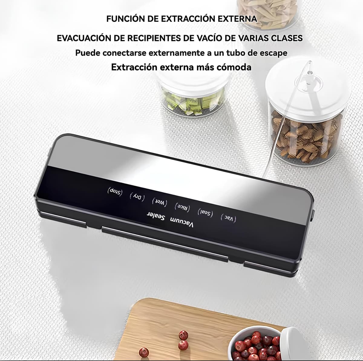 Envasadora al Vacío Doméstica Profesional - Selladora de Alimentos con Succión 80Kpa y 5 Modos para Conservación Óptima de Comida Fresca — view 3
