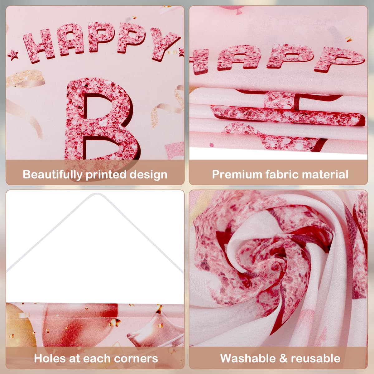 Happy 70th Birthday Door Banner, 70th Birthday Decorations Banner for Her, Rose Gold 70 Banners Porch Sign for Birthday Party Indoor Outdoor Decoration — view 3