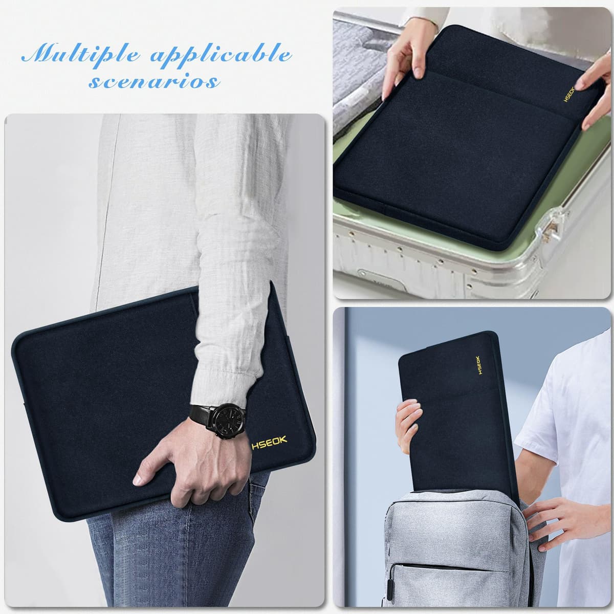 HSEOK 15,6" Funda para Computadora Portátil, Funda Impermeable a Prueba de Golpes con Bolsillo Lateral, Compatible con MacBook Pro 16"/15" y la Mayoría de Las PC de 15" 15,6" 16",B02K01 — view 5