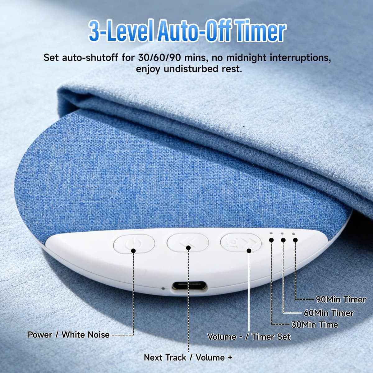 Pipihome Altavoz de Almohada, Mini Altavoz Bluetooth Portatil con Ruido Blanco & Minutero, Conducción ósea Debajo de Altavoces Bluetooth para Dormir, Pillow Speaker para Quienes Duermen de Lado (B) — view 4