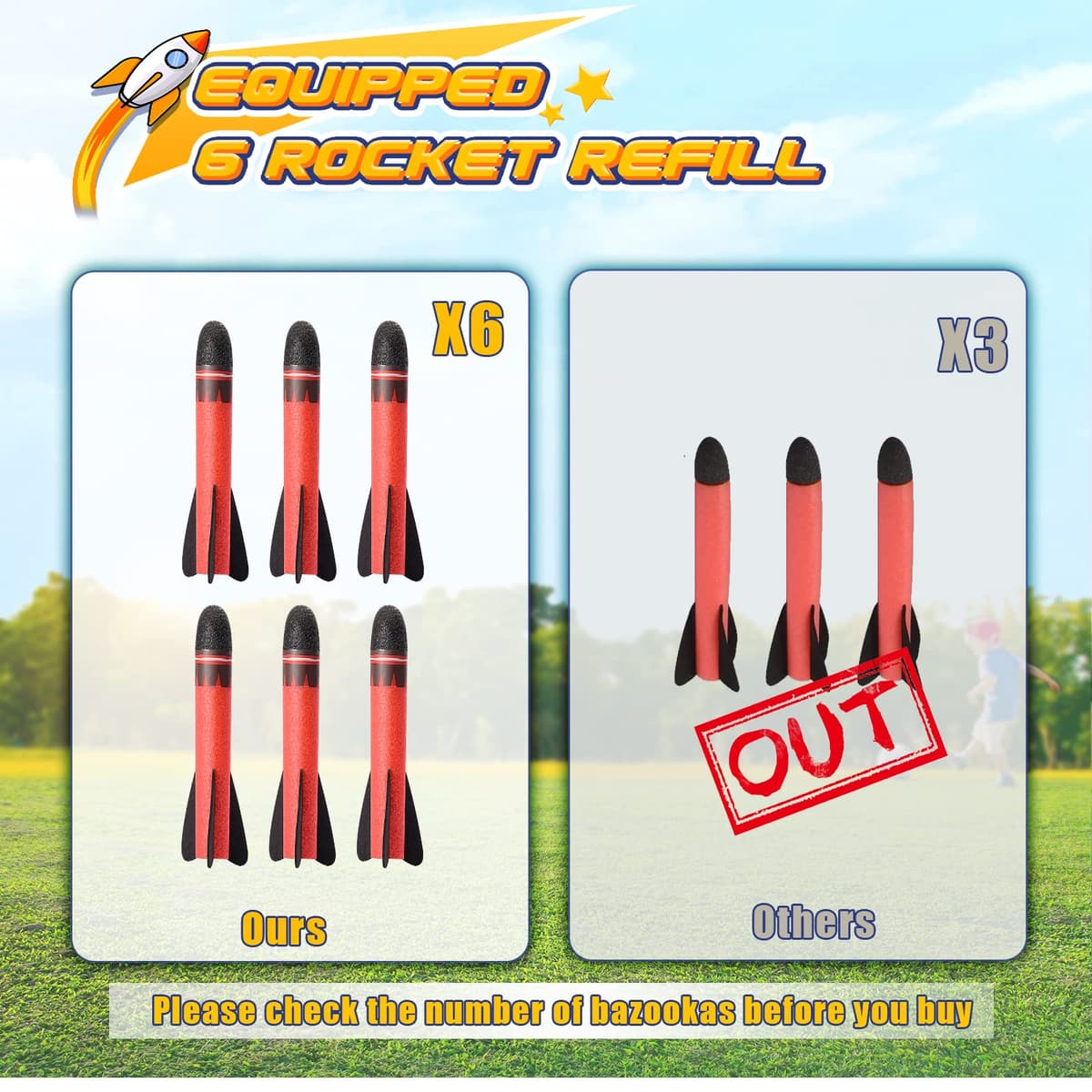 Boys Toys for 3-12 Years Old Boys, With 6 Powerful Foam Rocket -Kids Toys Garden Toys Boys Girls Gifts Age 3-9 Year Old Boys Toys Age 3-9 Outdoor Birthday Gifts for Kids Toy Rockets Garden Games — view 2