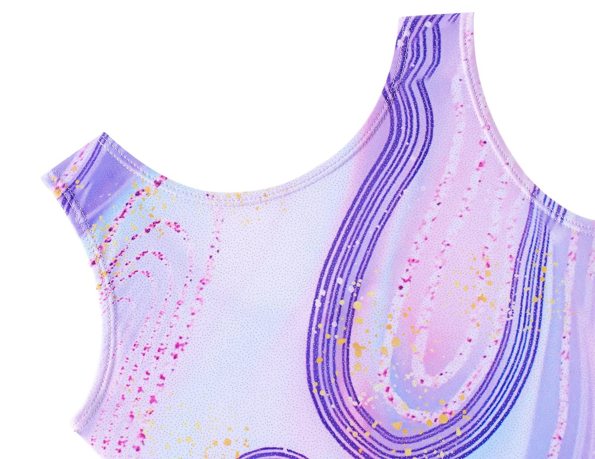 Arshiner Maillot Gimnasia Ritmica Niña Conjunto de Gimnasia Tres Piezas sin Mangas para Verano Entrenamiento Moderno Conjunto de Body y Pantalón Corto Maillot Ballet Niña 3-10 Años — view 3