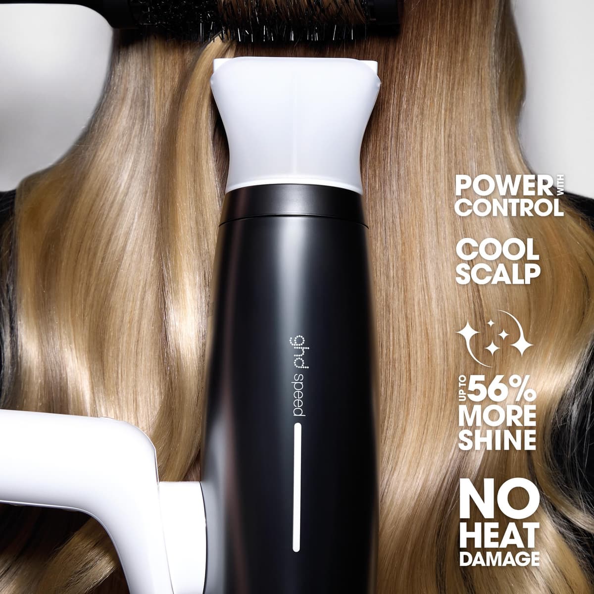 ghd Speed Ionic Hair Dryer in Silver White - Fast, Quick, Powerful Blow Dries with Control & No Heat Damage, ghd's Best Blow Dryer - for All Hair Types (UK Plug) — view 5