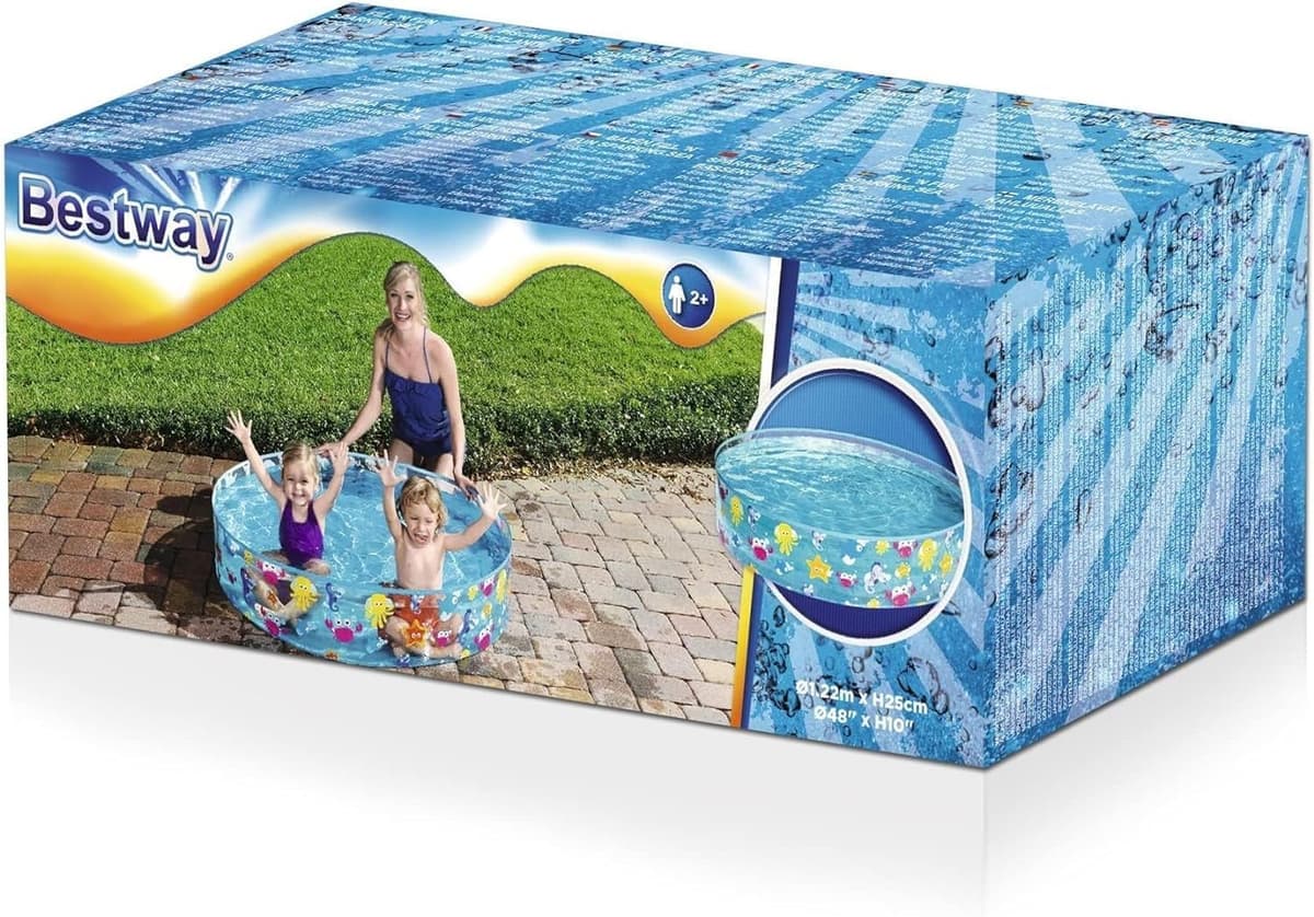 Bestway Sea Creature Paddling Pool Kiddie Swimming Pool, Inflatable Above Ground Pool, Outdoor Garden Pool, Blue, 48 x 10 Inch — view 2