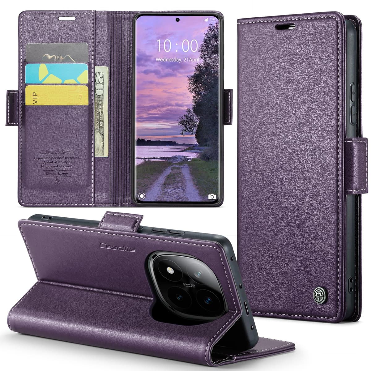 Funda para Xiaomi Redmi Note 14 Pro 5G / Poco X7, Funda de Cierre Magnético, Cartera de Cuero PU con [Bloqueo RFID], Soporte, Ranura para Tarjetas, Case para Redmi Note 14 Plus 5G, Púrpura