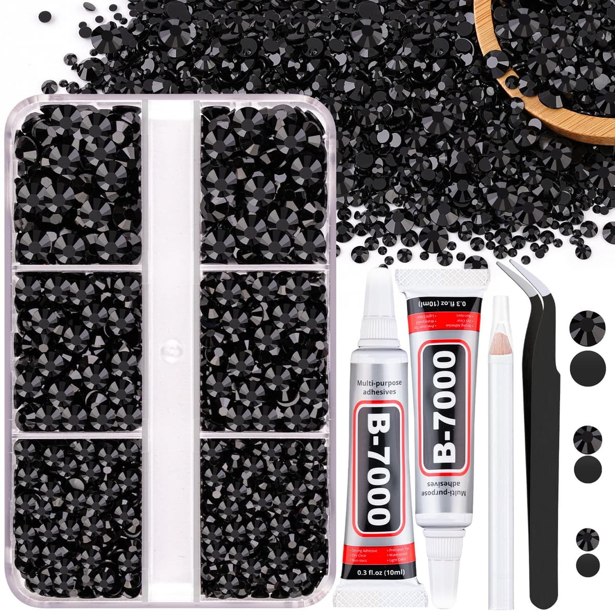 Resin Jelly Rhinestones for Crafting with B7000 Jewelry Glue, 2 Boxes Gold Flatback Crystals with 2Pcs 10ml Glue, Bedazzling Non Hotfix Gems for DIY Tumblers Clothing Shoes Manicure — view 57