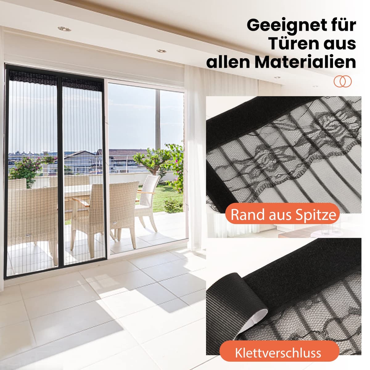 DIKER Mosquitera Puerta Magnetica mosquiteras para puertas 90x210cm cortina mosquitera puerta exterior Cierre Automático para dormitorio balcón sala de estar puerta de patio, Negro — view 5