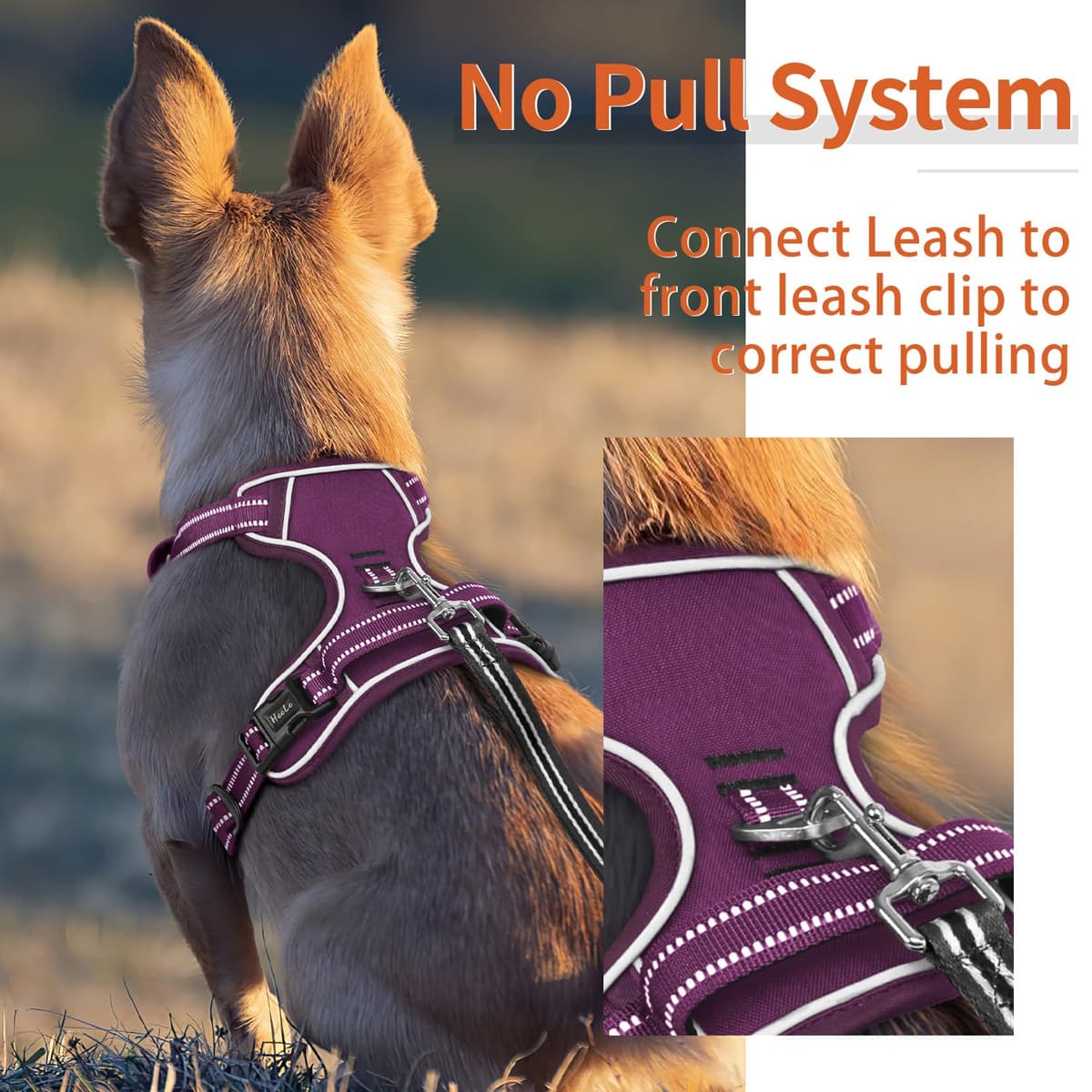 HEELE Dog Harness Medium No Pull Dog Vest Harness with Soft Handle Reflective Pet Harness for Outdoor Training Walking, Black, M — view 126