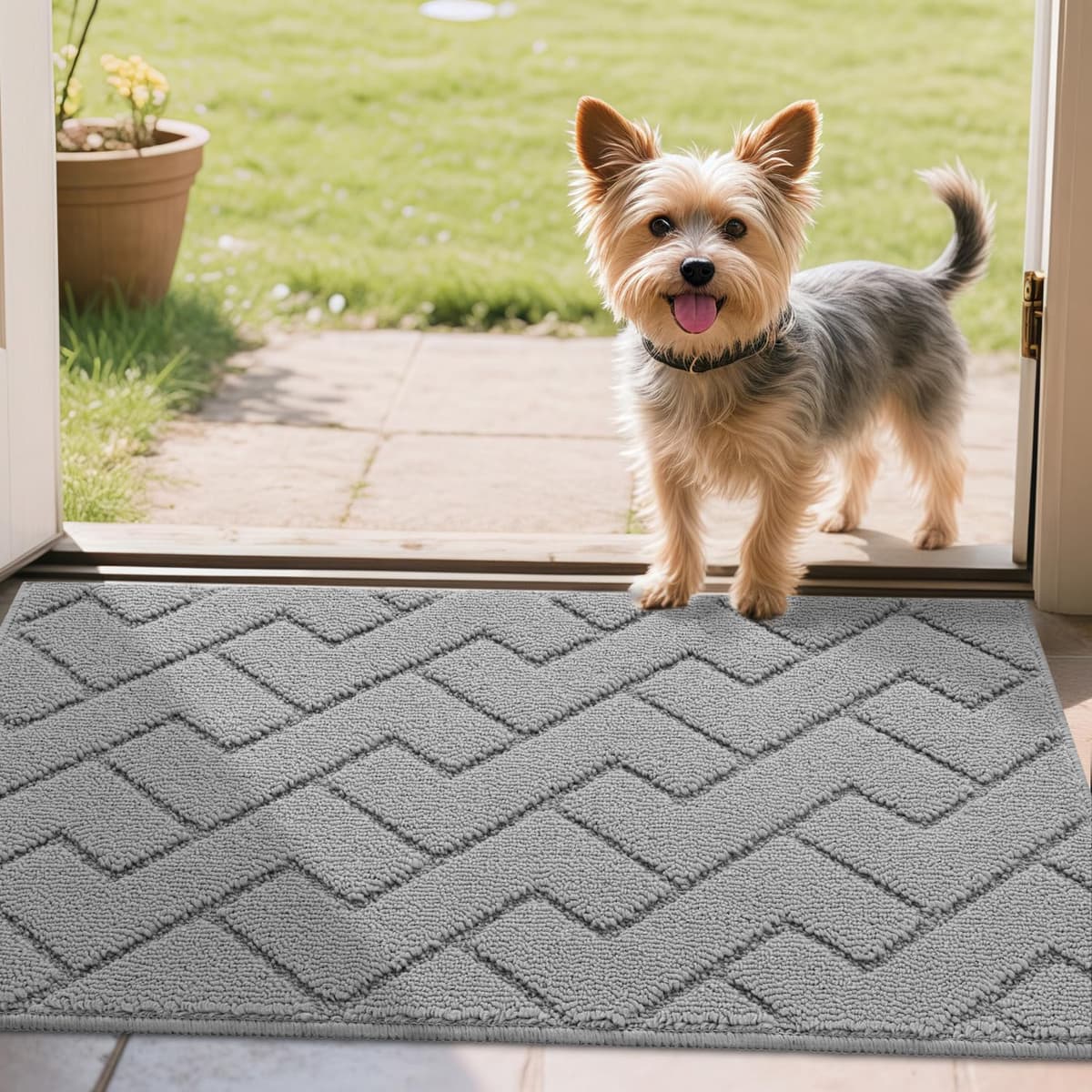 Biscpro Door Mats Indoor,Dirt Trapper Mat Absorbent Non-Slip Low Profile Doormat for Entrance,Inside, Kitchen,Front Door Mat Washable for Pets and Dogs— 50x80cm,Grey — view 35