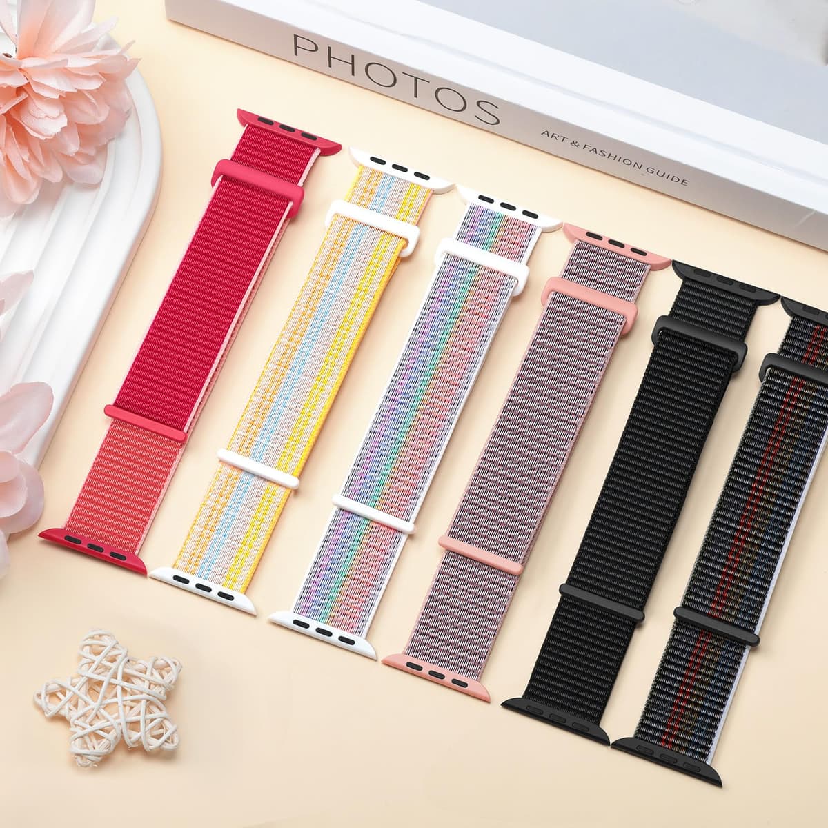 Yoohoo Nylon Straps Compatible with Apple Watch Straps 44mm 45mm 46mm 49mm 42mm(Series 3/2/1)Women Men,Upgraded Soft Nylon Replacement Bands for iWatch Series 11 10 9 8 7 6 5 4 3 2 1 SE3 Ultra3/Black — view 2