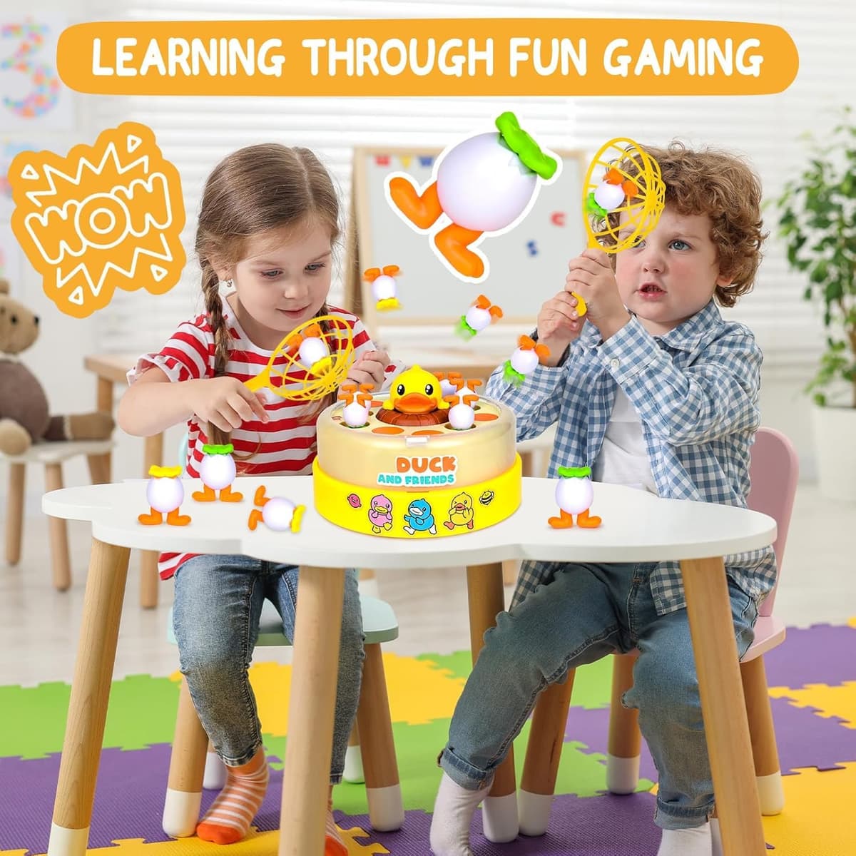 Duck Dash Jumping Duck Game, DuckDash Jumping DucksGame,Bounce Catch DuckPop Up BoardGames,Rotate Bounce Fishing Game Interactive Kids Toy for Ages 3-8 Tabletop Family Games,Boys Girls Gifts(Ducks) — view 3